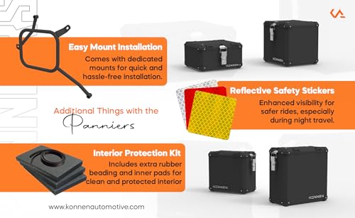 Image of Waterproof Motorcycle Hard Standard Panniers with Mounts (Set of 2) | Bike Side and Top Luggage Boxes | Compatible with Himalayan 450, V-Strom, CB350, Hness, Avenger, N250 /160, Dominar 250 /400