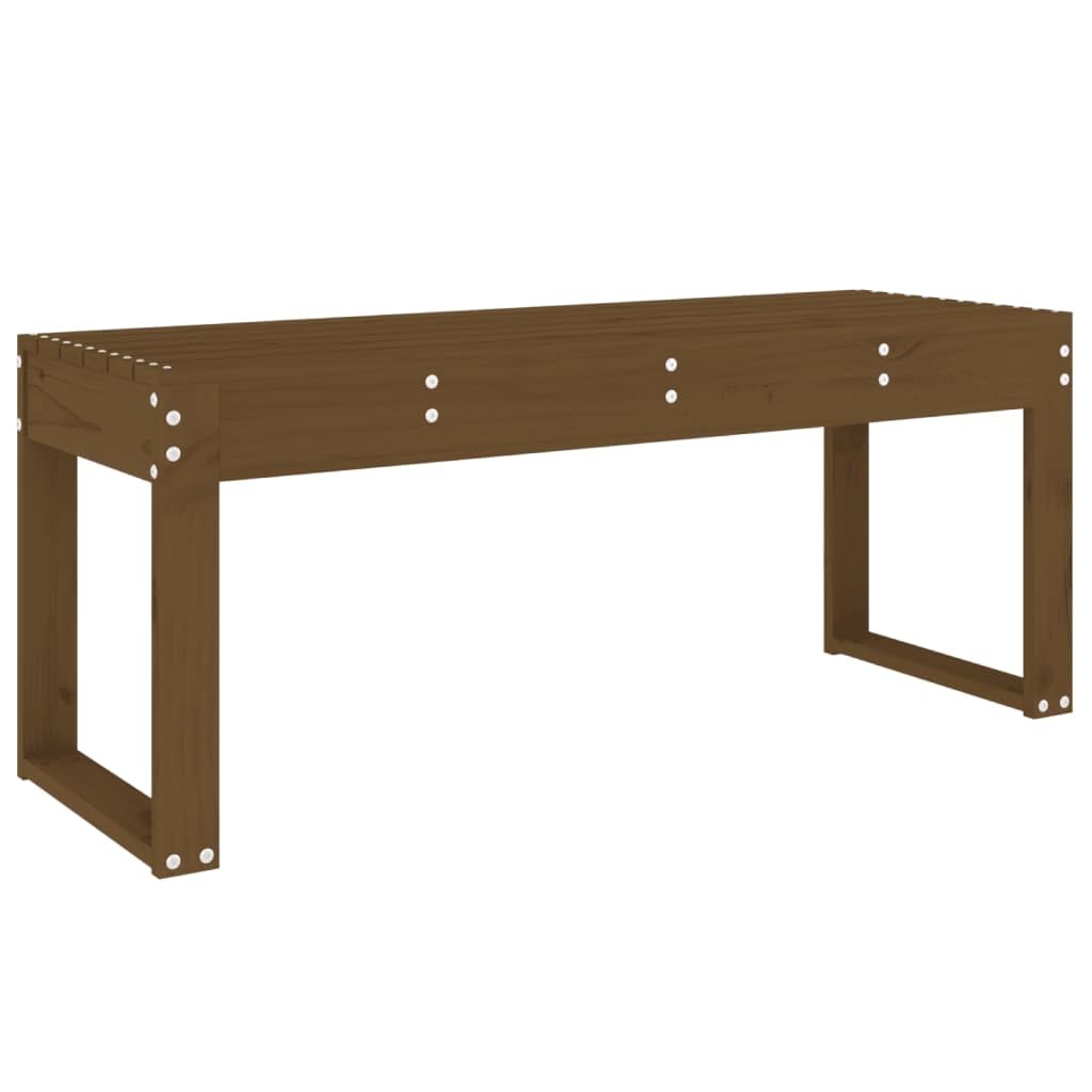 Ławka ogrodowa, miodowo-brązowa, 110 x 38 x 45 cm, wykonana z litego drewna sosnowego, odporna na warunki atmosferyczne, stabilna ławka do siedzenia na taras, balkon, do ogrodu, z