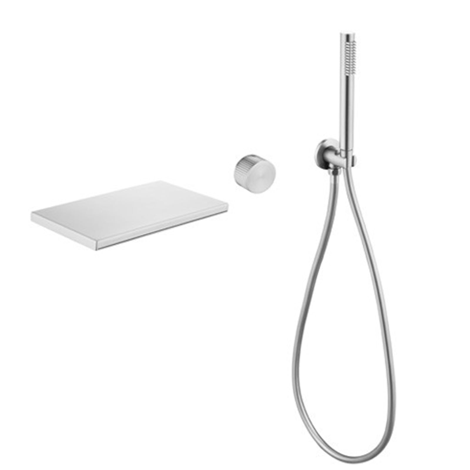 JYBNBBE Wall Mounted Concealed Bath Mixer Tap with Shower Hot and Cold Brass Bath Mixer Taps with Shower Waterfall Silver (Silver A)