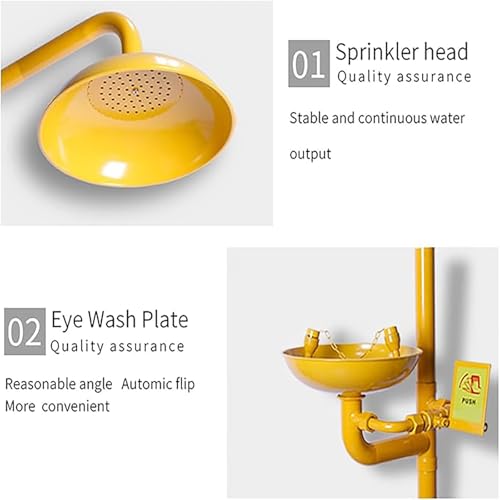 Kit de estación de Ducha y lavaojos 2 en 1 para emergencias, Que Incluye lavaojos y Lavado Facial, Ideal para Plantas químicas, fábricas, escuelas y Laboratorios.