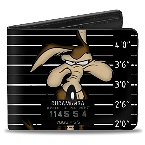 Buckle-Down PU Bifold Wallet - Wile E. Coyote CUCAMONGA Mug Shot Black/Gray/White