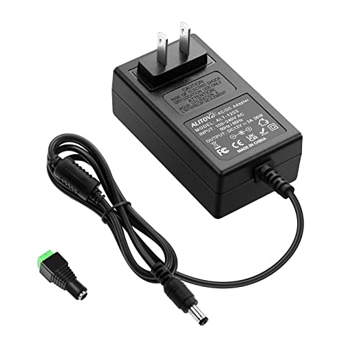 ALITOVE 12V 3A Power Supply Adapter 100~240V AC to DC 12 Volt 3 Amp 36W Converter 12 vdc 3000mA 2.4A 2.5A 2.8A Available 5.5mm x 2.5mm 2.1mm for LED Strip Light CCTV Security Camera Router PC Monitor