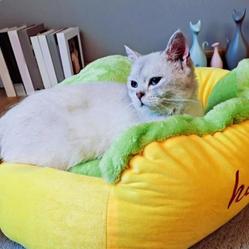 Hundebett, mittelgroß, in Form eines Hot-Dogs, waschbar, flauschig, Kissen mit Reißverschluss, rutschfest, Hundebett, für mittelgroße Hunde und Katzen