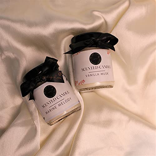 Image of Mini Scented Candles (Marine Melody and Vanilla Musk) - Luxury Soy Wax Candle, 15+ Hours Burn time, Unique Scented Candles for Home