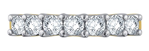 7 Stone Anniversary Band Ring (I-J, I2-I3) 10K Solid Gold Prong Set 0.75 Carat Round-cut Diamond Ring Fine Jewelry for Women (White & Yellow Gold)2