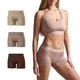 Woxer Damen-Boxershorts – Stern 7,6 cm Jungen Shorts Unterwäsche für Frauen – Boxershorts, 3er-Pack, Kaffee, M