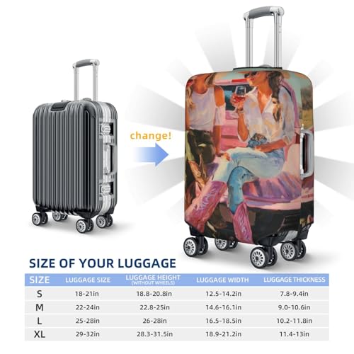 Two Women In Cowboy Hats Elastic Travel Luggage Covers Dustproof Scratch-Resistant Suitcase Protector Fit 22-24 Inch4