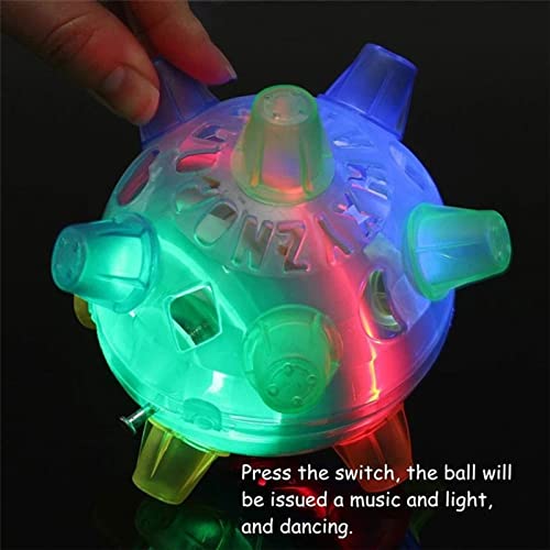 EXCBIOZ Jumping Activation Ball for Dogs Interactive Toy for Cats 5 Inches Flashing Music Bouncing Dancing for Puppies, Red