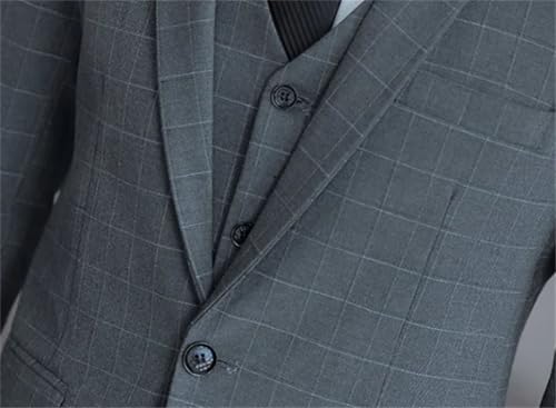 Men Plaid Three-Piece Suit Set Vest & Trousers Wedding Handsome Outfit Suits2