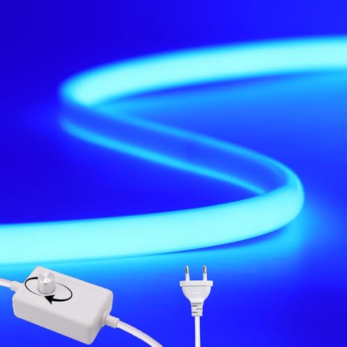 Wisada Tira LED COB regulable [15M, Azul], AC220-240V, recortable, flexible impermeable IP65, tira de neón FCOB LED CRI90+, para dormitorio, cocina, hogar y decoración de tiendas