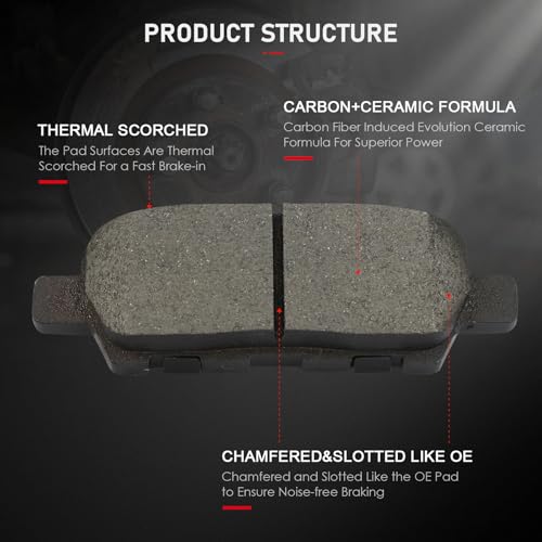Image of cciyu D1649 & D1415 Front & Rear Ceramic Disc Brake Pads Kit For INFINITI JX35 2013,For INFINITI QX60 2014-2019,For Nissan Murano 2015-2019,For Nissan Pathfinder 2013-2019