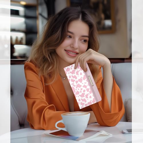 Image of Letter Checkbook Cover, RFID Blocking Checkbook, Stylish, Lightweight, Slim Durable, Multi-Functional Checkbook Holder for Personal and Business Checks (Cow-Pink)