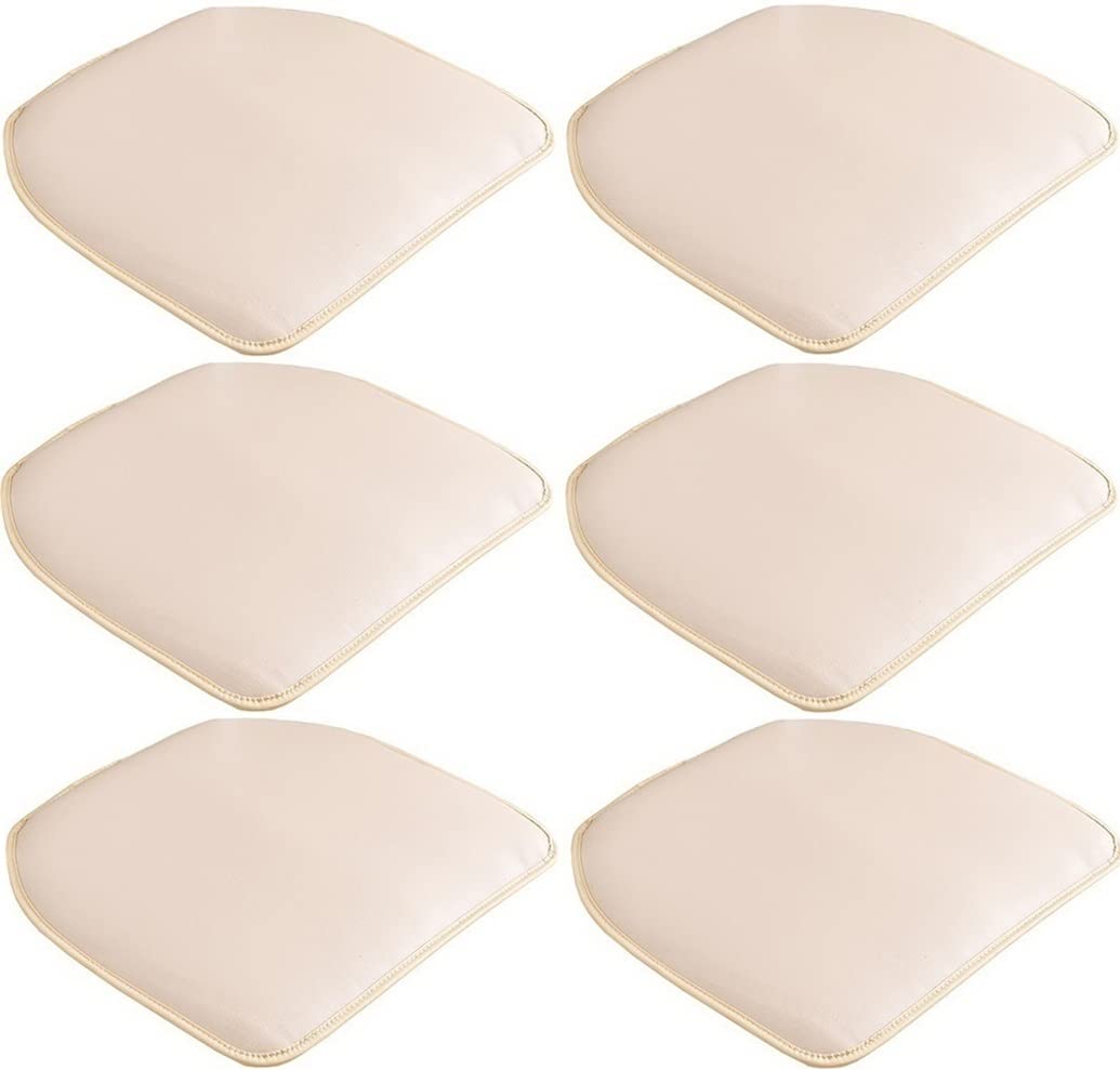 Chair Cushions For Dining Chairs 1/2/4/6 Pack,Leather Waterproof Chair Cushion Non Slip Backing,Chair Pads For Dining Chairs(Beige,Set of 6)