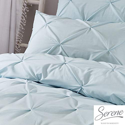 Parure de lit froncée Serene Lara bleu canard microfibre douce - 3