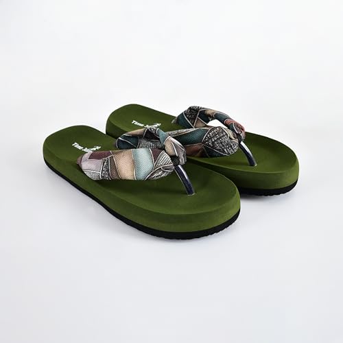 Image of Women's Geometric Print Flip Flops, Memory Foam Footbed, Comfort Slipper