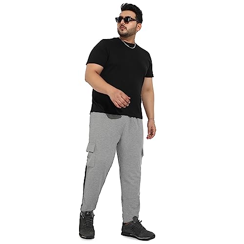 Image of Instafab Plus Men's Cargo Joggers for Casual Wear | Flap Pockets | Plus-Size Fit | Drawstring Closure | Poly Cotton Trackpants Crafted with Comfort Fit for Everyday Wear