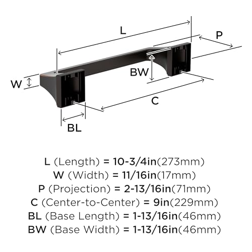 Image of Amerock Mulholland 9 inch Oil-Rubbed Bronze Towel Bar | Decorative bathroom hardware in durable Zinc /Stainless Steel construction; mounting hardware included for easy installation