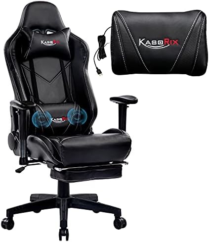 KASORIX Gaming Chair Ergonomic Video Recreation Chair Excessive Again Laptop Chair Skilled Racing Model Comfy Gamer Chair with Footrest and Therapeutic massage Backrest and Lumbar Help (Black)