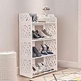 Schuhregal Diele Flur 4 Ebenen Freistehendes Badezimmerregal Kleines Bücherregal Geschnitzter Schuhschrank Home Storage Shelf for Living Room