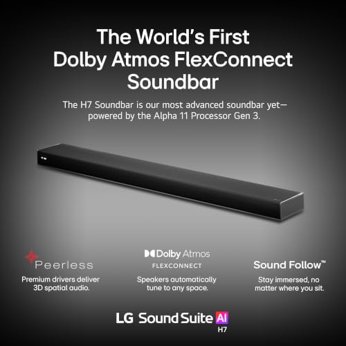 Image of LG Sound Suite H7 Soundbar - 9.1.6 Channel Spatial Audio with Wireless Dolby Atmos FlexConnect - α11 AI Processor Gen 3, Expandable with W7 Subwoofer & M5 /M7 Speakers (New 2026 Model)