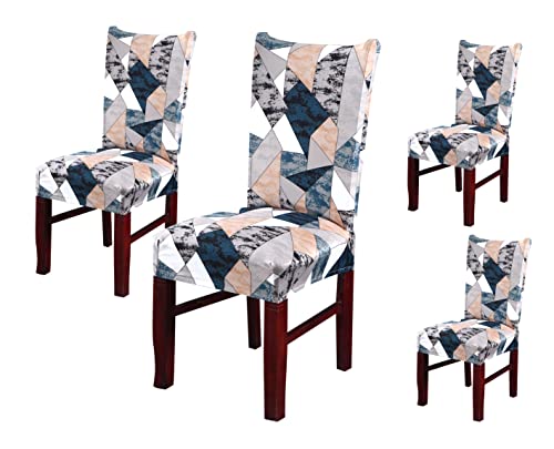 Image of House of Quirk Elastic Chair Cover Stretch Removable Washable Short Dining Chair Cover Protector Seat Slipcover (Pack of 4, Antique Prism)