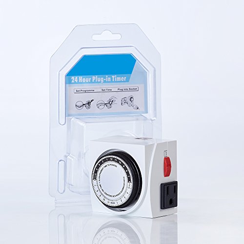 TopoGrow Analog 24 Hour Plug in Dual 110V Heavy Duty Electrical Outlet Grounded Hydroponic Grow Light Timer(Analog Timer)