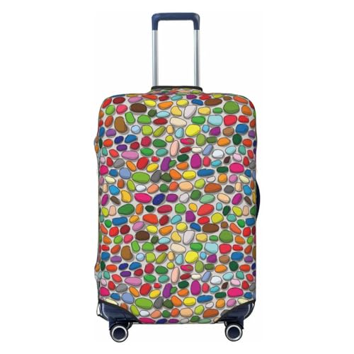 Pebble Colorful Background Luggage Cover Washable Elasticated Luggage Covers For Suitcase Tsa Approved Stylish Dust And Scratch Resistant Luggage Case Protector For Kids And Adults