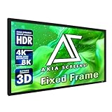 Akia Screens 100 Inch Fixed Frame Projector Screen, 16:9, 8K / 4K Ultra HD Projector & 3D Ready, Wall Mount CINEWHITE UHD-B Indoor Projection Screen for Home Theater, Cinema AK-FF100WH2