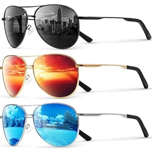 Eiuizah Polarized Aviator Sunglasses for Men Women, Driving Mens Sun Glasses with UV Protection for Fishing Golf