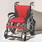PA-DABAOO Folding Transport Wheelchair, Portable Travel Wheelchair for Elderly, Lightweight Adult Wheelchair, Lightweight Steel Transport Wheelchair with Seat Belt, 46CM Seat Width,D