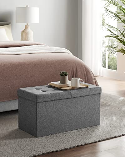 SONGMICS MAZIE Collection - Storage Ottoman Bench, 110 cm Folding Foot Rest Stool, End of Bed Bench, Easy Assembly, for Living Room, Bedroom, Entryway, Dark Grey LSF80GYZ - Cosy Home Interiors SONGMICS MAZIE Collection - Storage Ottoman Bench, 110 cm Folding Foot Rest Stool, End of Bed Bench, Easy Assembly, for Living Room, Bedroom, Entryway, Dark Grey LSF80GYZ - Image 2