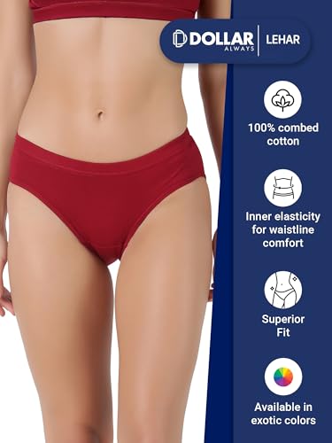 Image of Dollar Lehar Super Combed Cotton Women's Solid Hipster Panty - Actual Colour May Vary