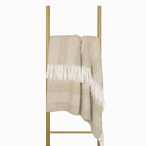 Wolldecke 140x200, 100% Schurwolle, warme & langlebige Decke, weiche Wohndecke Wolle, kuschelige Decke Wolle für Sofa & Bett, Hochwertige Schurwolldecke mit Fransen - Nostra ZELANDIA Wool Blanket