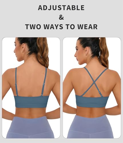 Image of Comper Sports Bra for Women Wirefree Racerback Workout Bras Sexy Thin Straps Yoga Sport Bras with Removable Pads