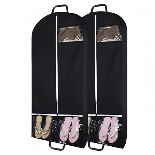 Senvitate Kleidersäcke für Reisen und Kleideraufbewahrung, 127 cm, mit 2 transparenten Taschen, hängende Kleiderhülle, Anzugtasche für Schrank, Aufbewahrung mit Griffen für Anzüge, Kleider, Mäntel