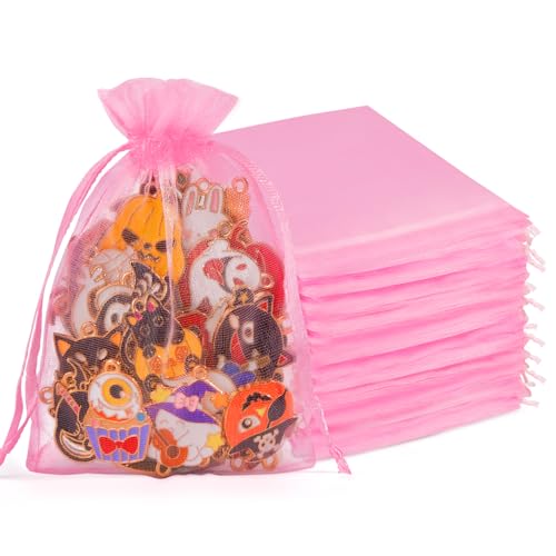Image of Crweety 50 Pcs Pink Organza Bags 4x6 Inch, Premium Mesh Gift Bags for Wedding Baby Shower Party Favors, Small Mesh Bags Drawtring for Candy Jewelry Pouches, Cute Sachet Bags & Graduation Gifts