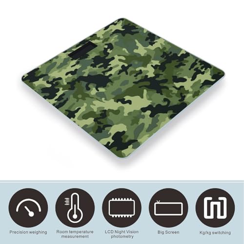 Báscula Digital para Baño Verde Camo de Vidrio Templado miniatura 3