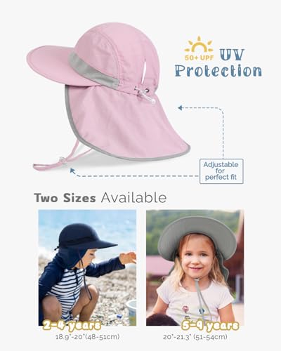 Toddler Kids Sun Hat with Neck Flap UV Protection Wide Brim Summer Beach Hat for Toddler Girls Boys 2-9 Years2
