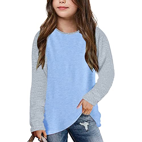 Girls Shirts for Kids Sleeve Raglan Sleeve T Shirts Crewneck Tunic Tops Kids Teen Color Block Tee