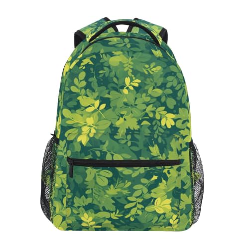 Cartable scolaire feuilles vert vif pour les cours et le voyage des ados