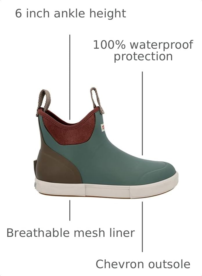 Image of XTRATUF 6 inch Women's Vintage Ankle Deck Boot - Lightweight, 100% Waterproof Rubber Footwear - Slip-Resistant Outsole - Moisture-Wicking Liner - Pre-Distressed Finish