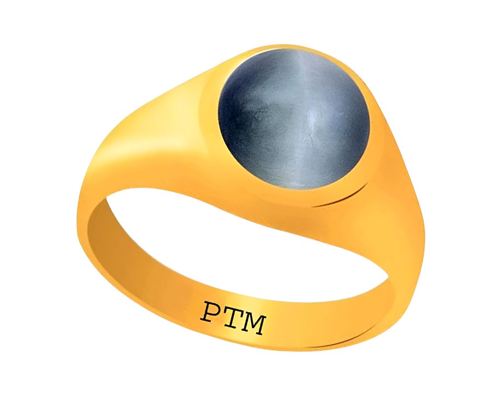 PTM Cats Eye/Lehsuniya 3.25 to 10.25 Ratti or 3.00 to 9.50 Carat Astrological Natural Gemstone Panchdhatu/5 Metals Gold Plated Ring for Men
