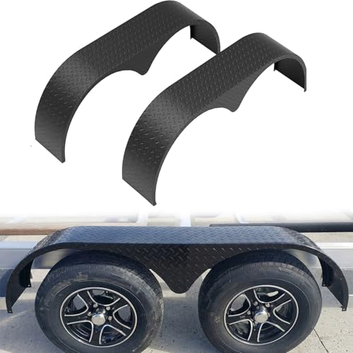 Double Axle Trailer Fenders, 2 Pcs Tandem Trailer Fender Pair for 13"-15" Wheels, 66.5"l x 9"w x 18.37"h, Heavy Duty Plate Steel with Electrophoretic
