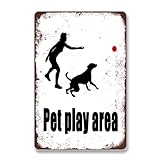 EEIOKGMS Pet Play Area Park Sign Outdoors Dogs And Cats Art People Minimalistic Tin Metal Sign Wall