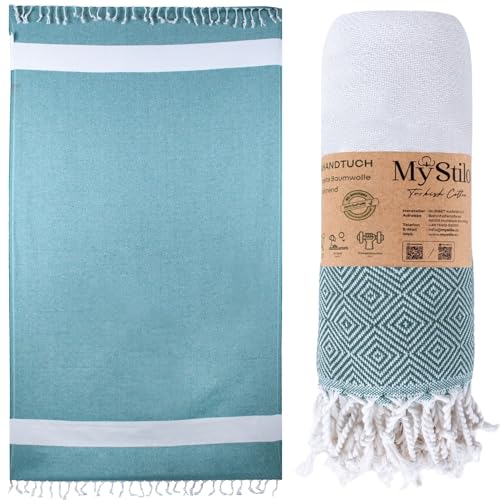 MyStilo Strandtuch Saunahandtuch XXL - Dickes, Weiches Badetuch 100x200cm, Schnelltrocknend - Premium Hamamtuch mit Diamantmuster für Männer, Frauen (Smaragdgrün)