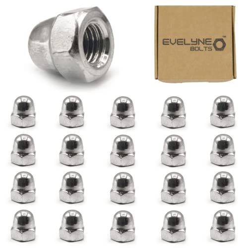 M8 (8mm) Dome Nuts Set - Steel Cap Nut - Evelyne (Pack of 20), Silver