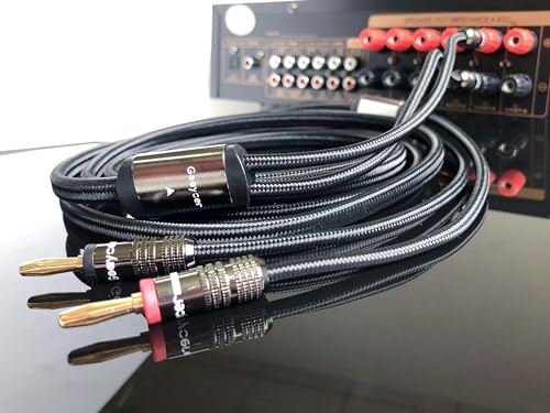Image of Speaker Wire with Banana Plugs, 14AWG Speaker Cable with Gold-Plated Banana Tips,Oxygen-Free Copper (OFC), 6.6FT /2M
