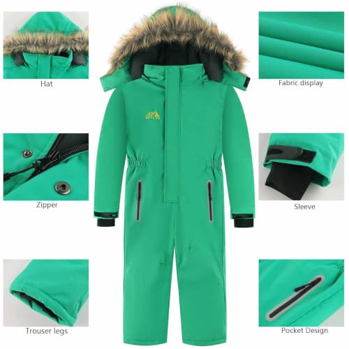 Image of AFILOK Kid's Winter Overalls Ski Suits Boy's and Girl's Waterproof Snowboard Jumpsuits One Piece Snowsuit Jackets Coats