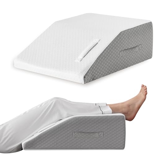 Leg Elevation Pillow for After Surgery, Leg Elevating Pillow for Swelling & Blood Circulation, Leg Wedge Pillow for Sleeping, Knee Pillow for Knee Hip Ankle Pain Relief, 23.6×16.8×8Inch White