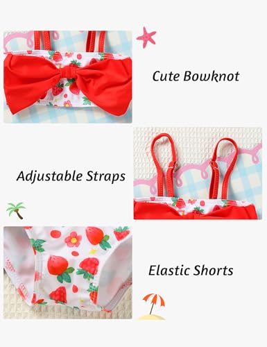puseky Toddler Girls Swimsuit 2 Piece Kids Bathing Suit Bowknot Tankini with Shorts Beach Bikini Summer Swimwear 12M-5T3